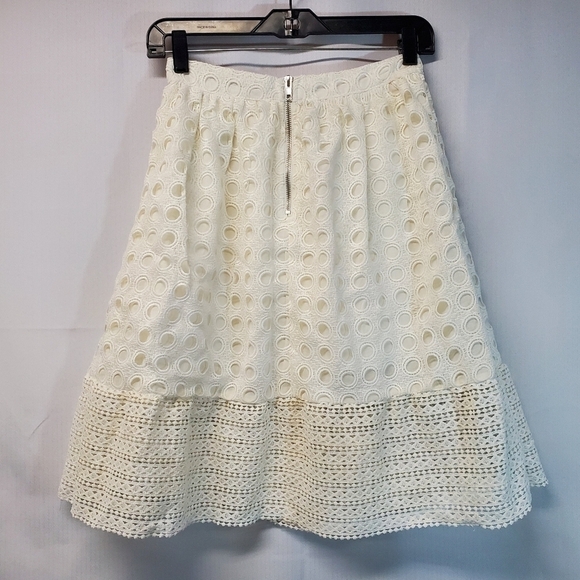 NWT Ivory White Eyelet Midi Light Academia Skirt by Do+Be - Picture 5 of 8